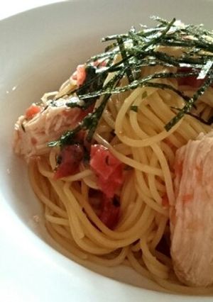 簡単！むね肉と梅のおろしパスタ-レシピのメイン写真