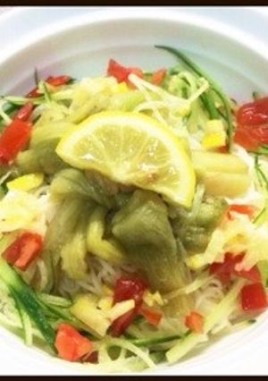 塩レモンの焼きなす冷やしそうめん-レシピのメイン写真