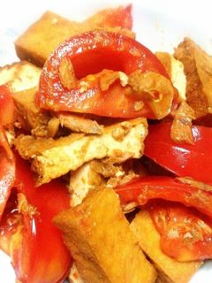 簡単!厚揚げとトマトのピリ辛炒め-レシピのメイン写真