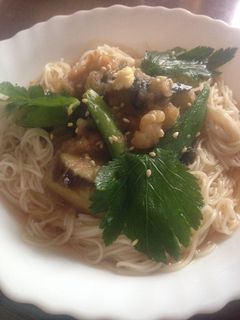 揚げ茄子とオクラのみぞれ煮のせ素麺-レシピのメイン写真