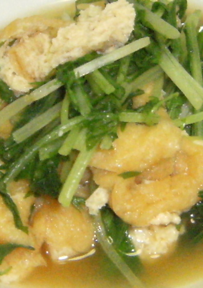 簡単☆水菜と油揚げのあっさり煮-レシピのメイン写真