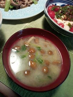 なめこと豆苗のお味噌汁-レシピのメイン写真
