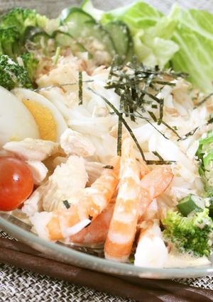 糖質オフ★海老とオクラのサラダうどん（風-レシピのメイン写真