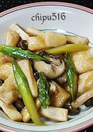 簡単　さっぱり鳥胸肉とアスパラきのこ炒め-レシピのメイン写真