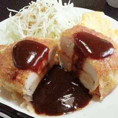 รูปของ 揚げないチキンカツ☆じゃがいも挟みVer