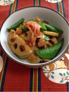 蓮根とスナップエンドウのシャキシャキ炒め-レシピのメイン写真