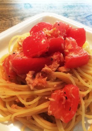 トマトとツナの冷製パスタ♪温でも♡-レシピのメイン写真