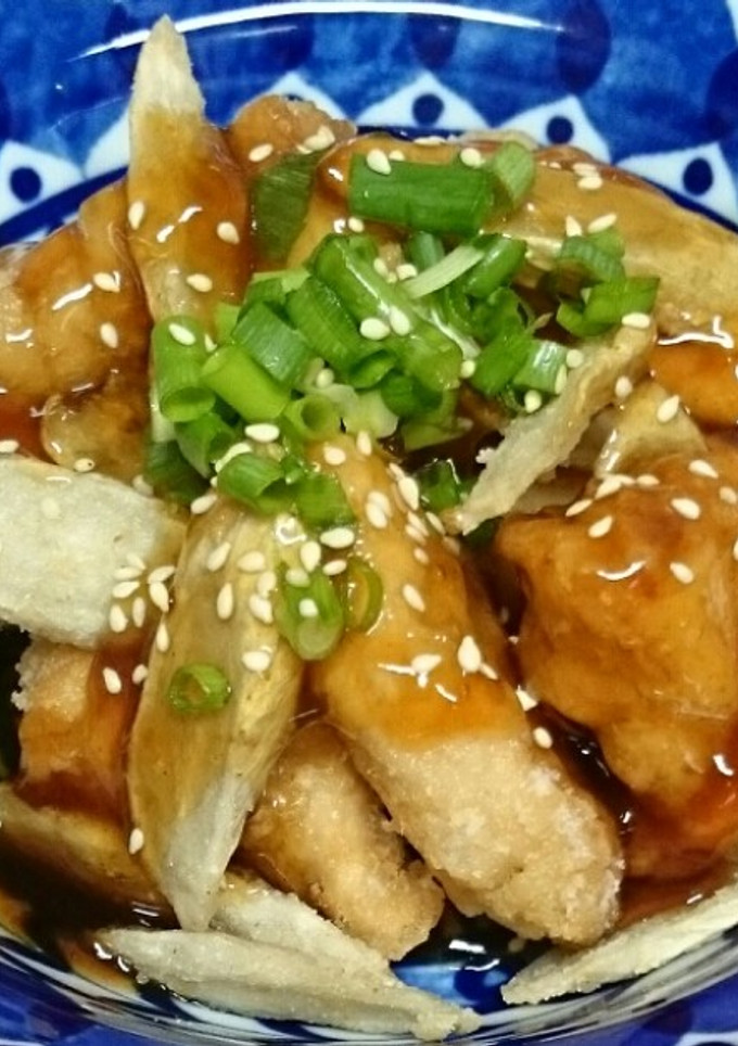 鶏むね肉とごぼうの唐揚げ甘酢あんかけ-レシピのメイン写真