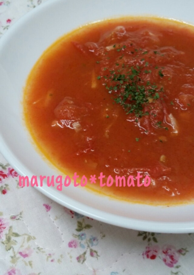 レンジで簡単＊丸ごとトマトの濃厚スープ-レシピのメイン写真