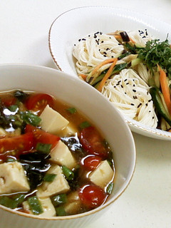 トマトと豆腐のつけタレそうめん浅漬け添え-レシピのメイン写真