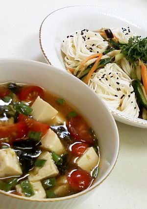 トマトと豆腐のつけタレそうめん浅漬け添え-レシピのメイン写真