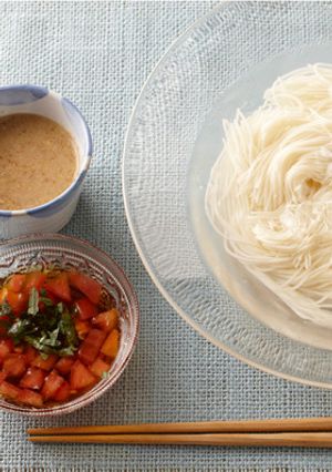 くるみだれとトマトだれでいただくそうめん-レシピのメイン写真