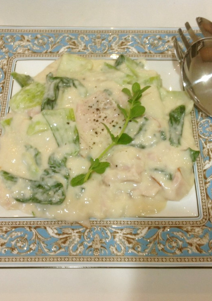 青梗菜とハムのクリーム煮-レシピのメイン写真