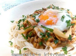 納豆キムチひやむぎ♥パスタ＆うどんでも-レシピのメイン写真