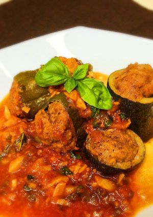 ピーマンとズッキーニ肉詰めラタトゥイユ風-レシピのメイン写真
