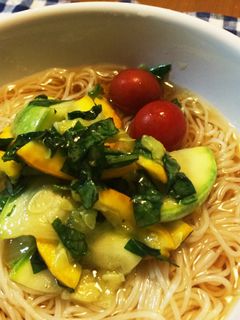 ズッキーニ&バジルdeサッパリそうめん-レシピのメイン写真