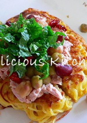 豆とドライトマトの洋風かた焼きそば風-レシピのメイン写真