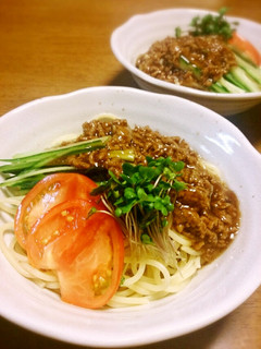 冷製パスタの肉味噌添え ジャージャー麺風-レシピのメイン写真