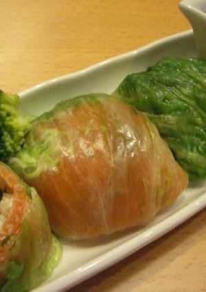 スモークサーモンのま～るいレタス巻き-レシピのメイン写真