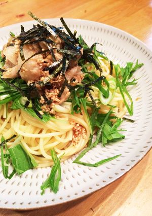 豚しゃぶ胡麻だれパスタ☆冷製パスタにも♡-レシピのメイン写真