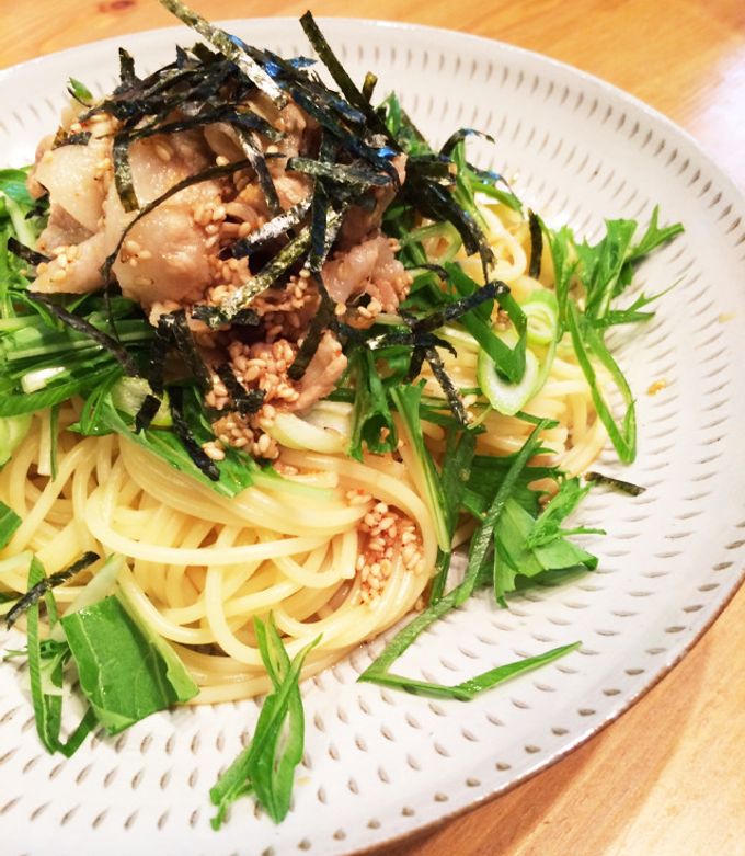 豚しゃぶ胡麻だれパスタ☆冷製パスタにも♡-レシピのメイン写真