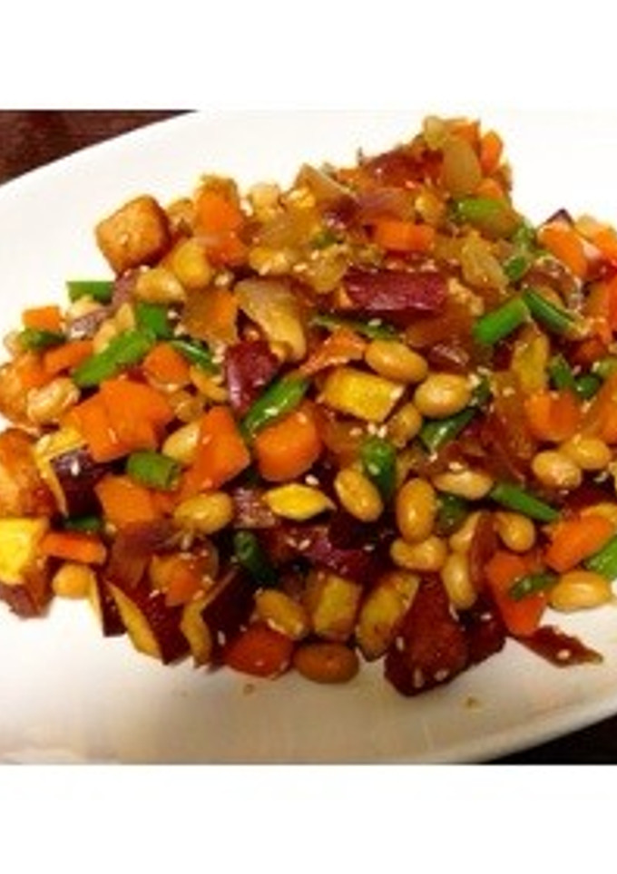 鮪と大豆とさつまいもの揚げ煮-レシピのメイン写真
