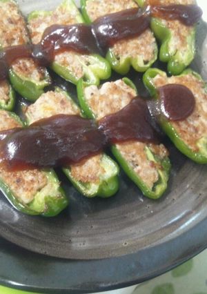 るる17豆腐でヘルシー♪ピーマンの肉詰め-レシピのメイン写真
