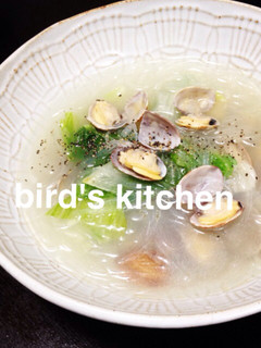 あさりとレタスの中華春雨スープ-レシピのメイン写真