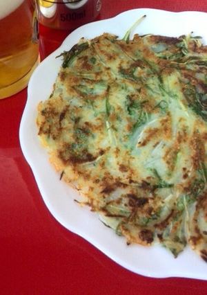 簡単♪節約♪チヂミ(水菜&新玉ねぎ)-レシピのメイン写真