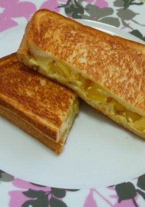 リンゴとプリンのホットサンド♡-レシピのメイン写真