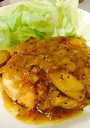 鶏胸肉のキウイ＆カレーソース焼き-レシピのメイン写真