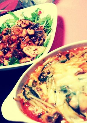 サーモンと水菜でピザ風チーズ焼き-レシピのメイン写真