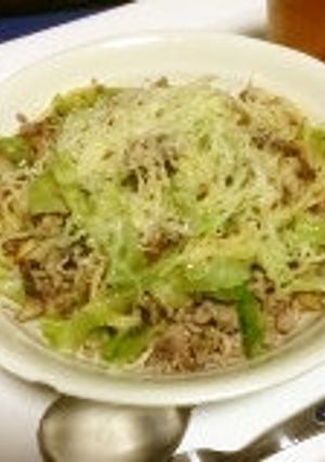 スタミナ豚ひき肉とキャベツのスパゲッティ-レシピのメイン写真