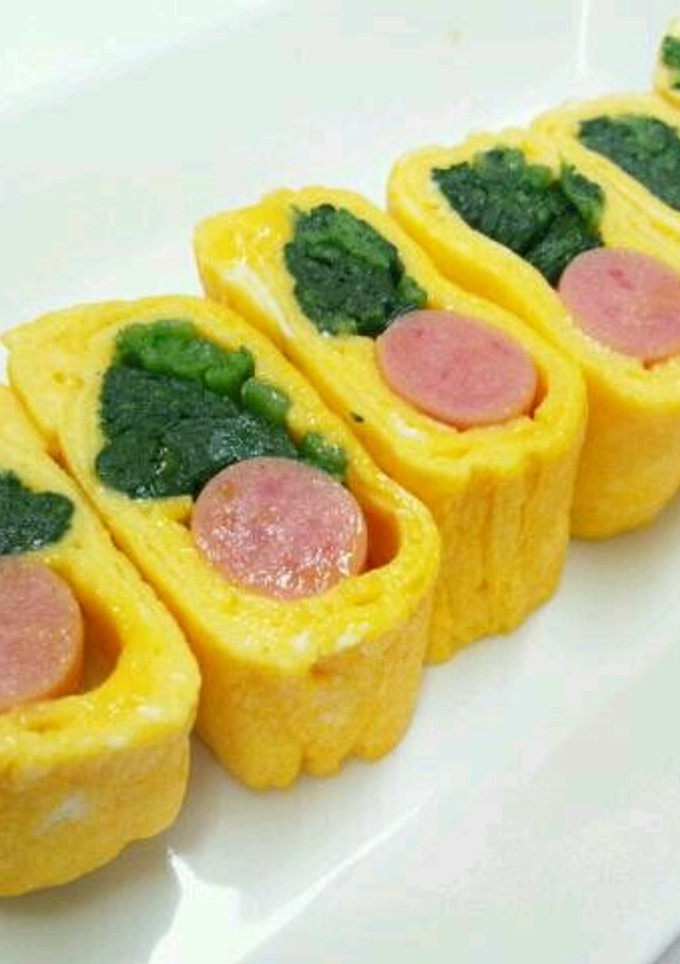 ほうれん草とポールウインナーの卵焼き♪-レシピのメイン写真