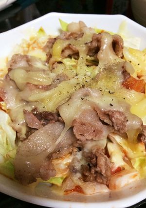 キャベツとトマトの温サラダ風豚肉和え-レシピのメイン写真