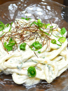レンジで作る!ひんやり梅クリームうどん-レシピのメイン写真