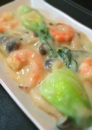 簡単！エビと青梗菜の豆乳クリーム煮-レシピのメイン写真