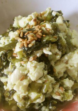簡単混ぜるだけ!高菜と豆腐の炒め物-レシピのメイン写真