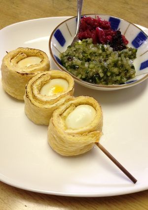 お揚げとウズラと山形だしのつまみ-レシピのメイン写真