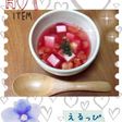 豆腐入り♪ヘルシーなピンクのスープ♡