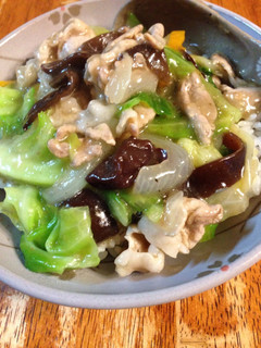 豚薄切り肉とキャベツのあんかけご飯-レシピのメイン写真