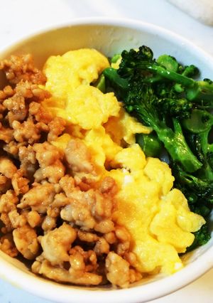 お弁当にも☆ごま油香る鶏そぼろ三色丼-レシピのメイン写真