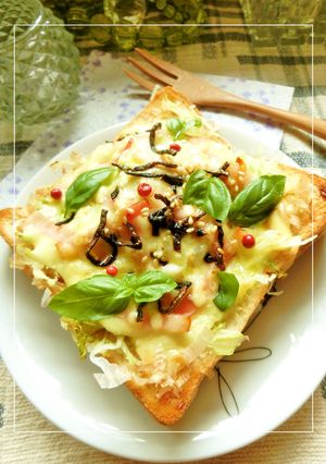 ベーコン×レタス　バジル風味和トースト-レシピのメイン写真