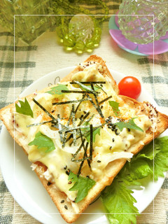 紫蘇香る❀鶏ささみの和トースト-レシピのメイン写真