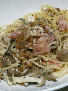 納豆カルボナーラ風パスタ-レシピのメイン写真