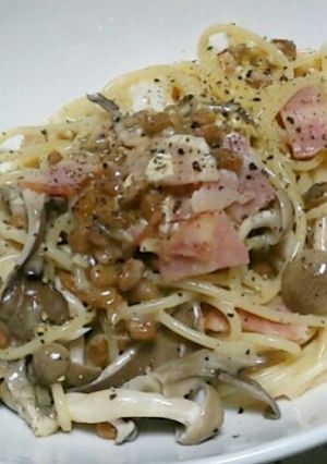 納豆カルボナーラ風パスタ-レシピのメイン写真