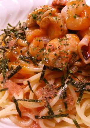 簡単♪冷製シーフード明太子ソースパスタ-レシピのメイン写真