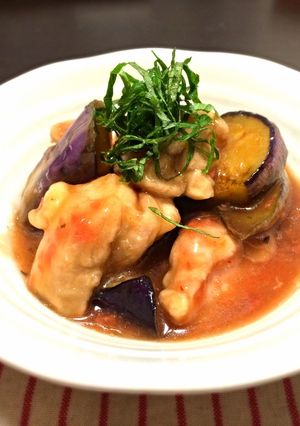 茄子と鶏肉の梅煮-レシピのメイン写真