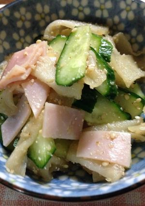 かんぴょう、胡瓜、ハムの酢の物-レシピのメイン写真