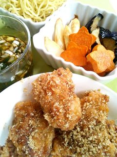 擂り胡麻がけの唐揚げと素揚げ野菜☆ニラダレ-レシピのメイン写真
